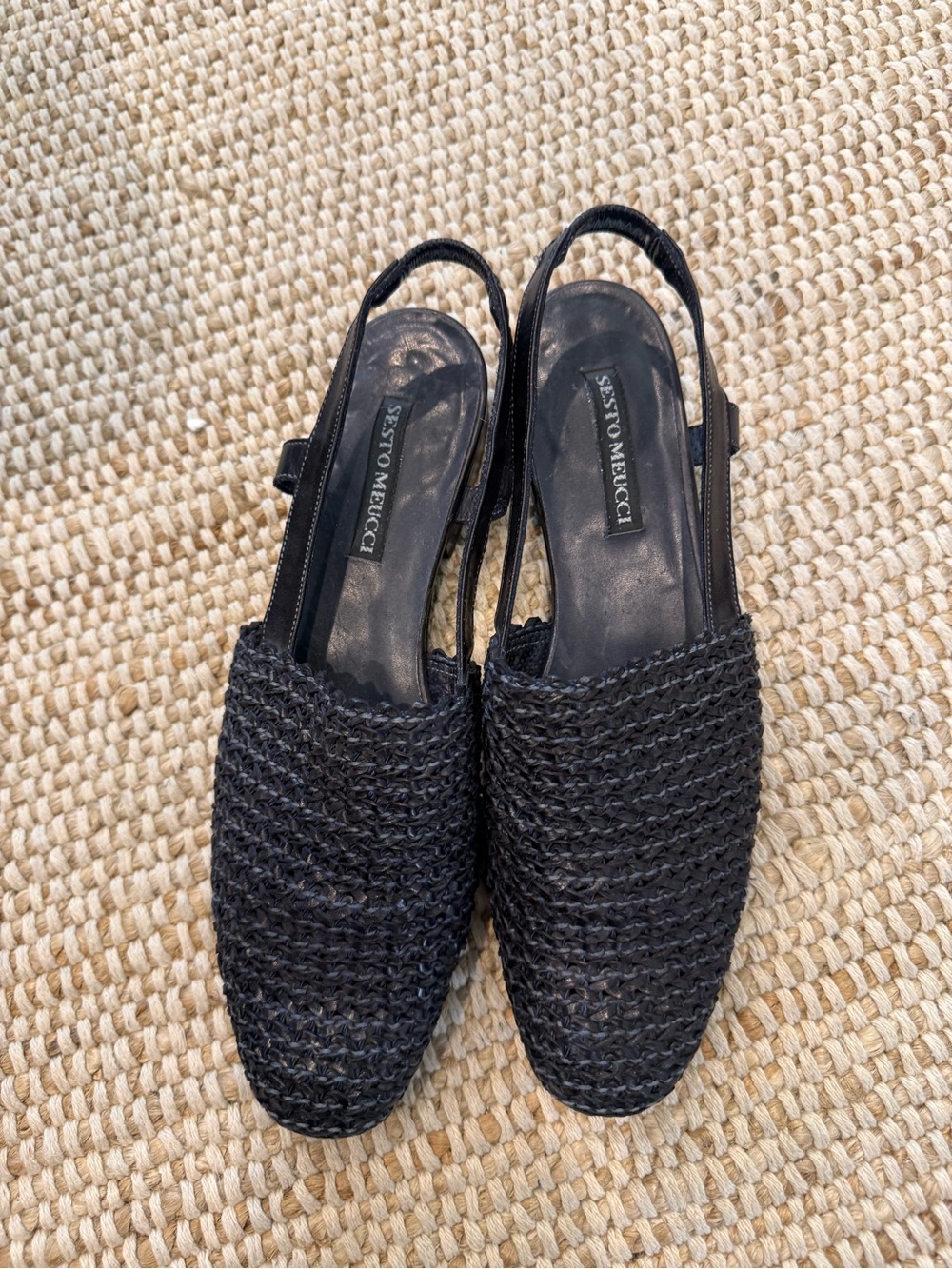 ✨ VINTAGE SESTO MEUCCI Woven Leather Slingback Flats ✨